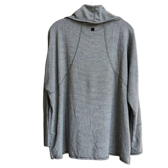 Calvin Klein Performance Cowl Neck Front Wrap Black White Striped Sweater Soft C - Picture 5 of 10